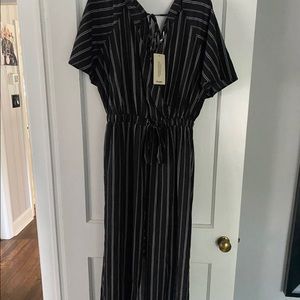 Black Pinstriped Jumpsuit